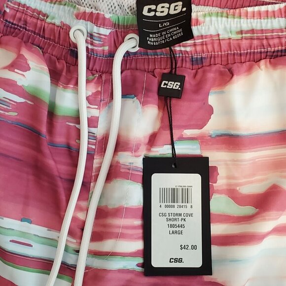 CSG Mens Large Swim Trunks Multicolor With Elastic Waistband & Drawstring - Picture 6 of 6